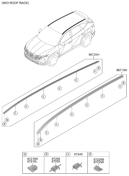 87230-CW600 Hyundai MOULDING ASSY-ROOF,LH