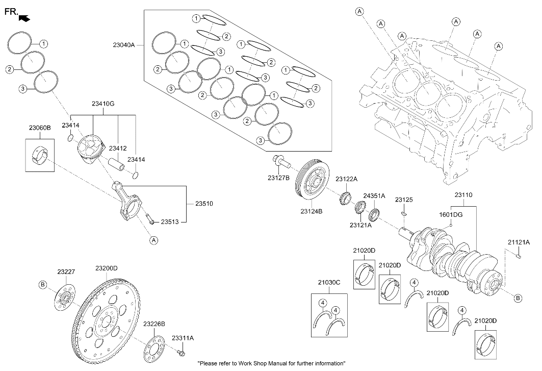 Hyundai 23410-2T001 Piston & Pin & Snap Ring Assembly 23410-2T001 Hyundai Piston & Pin & Snap Ring Assembly