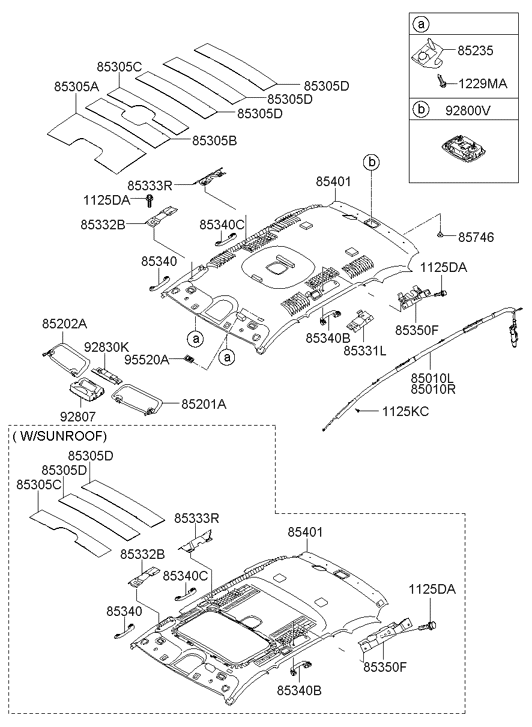 Hyundai 85301-0W530-SH Headliner Assembly 85301-0W530-SH Hyundai Headliner Assembly