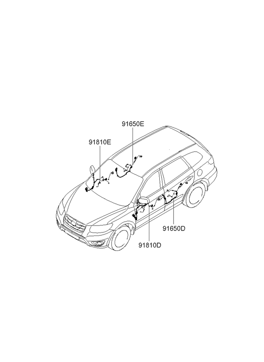 Hyundai 91605-0W030 Wiring Assembly Front Door (Driver) 91605-0W030 Hyundai Wiring Assembly Front Door (Driver)