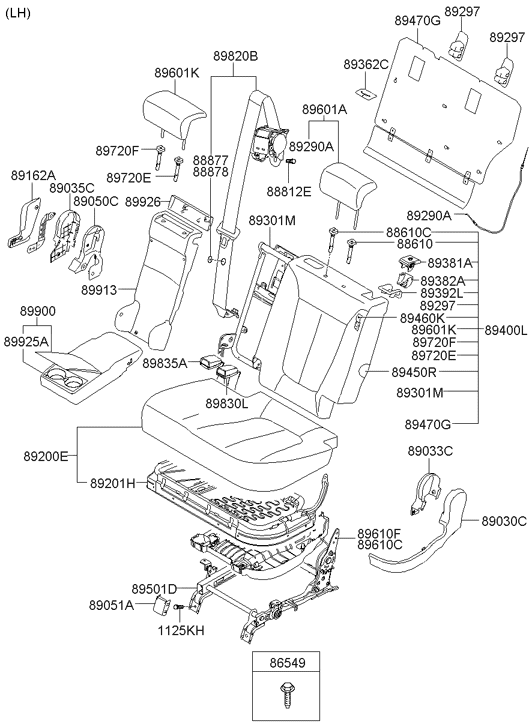 Hyundai 89700-0W630-MKL Rear Center Headrest Assembly 89700-0W630-MKL Hyundai Rear Center Headrest Assembly