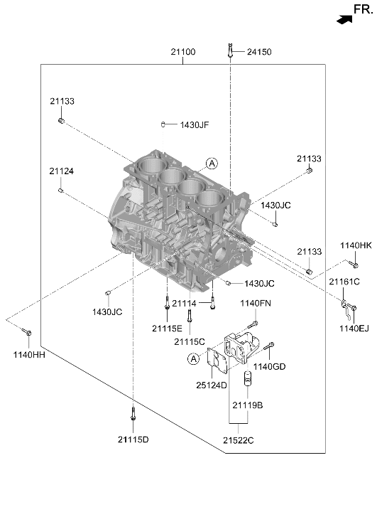 Hyundai 21100-2G252 Cylinder Block Assembly 21100-2G252 Hyundai Cylinder Block Assembly