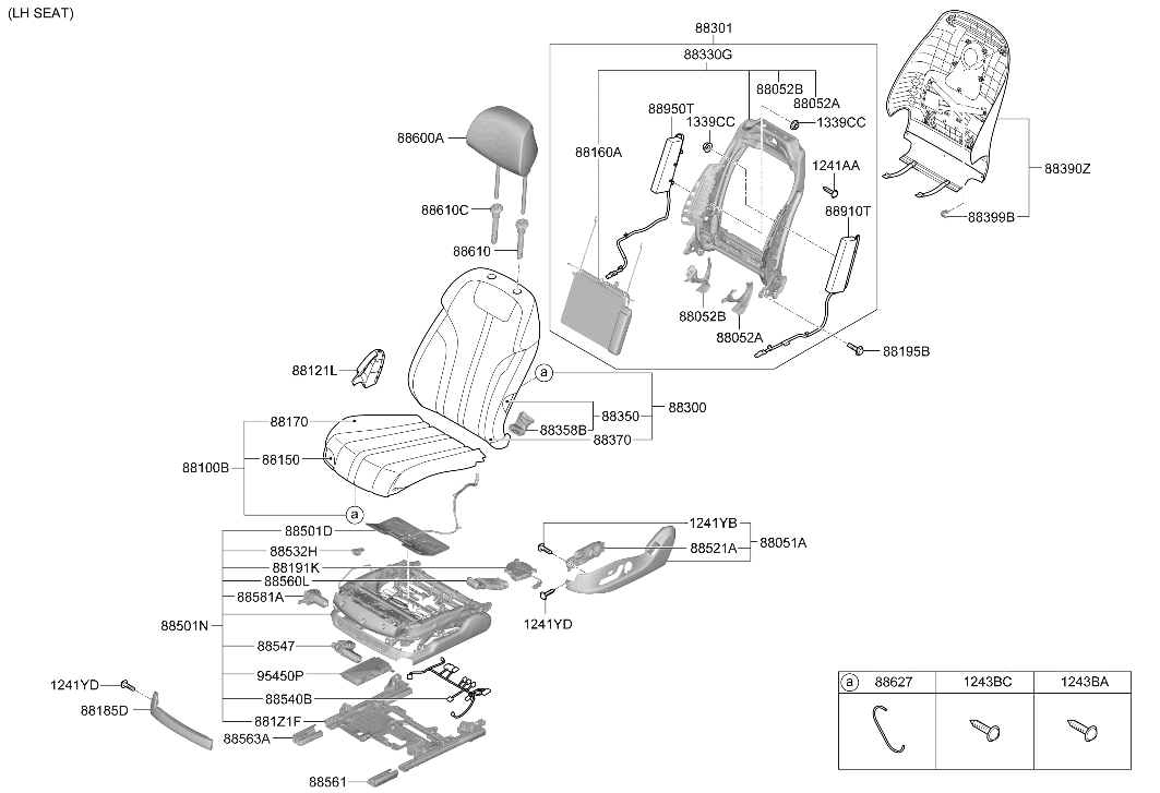 88300-T1151-JM3 Hyundai Front Seat Back Assembly Left Hand