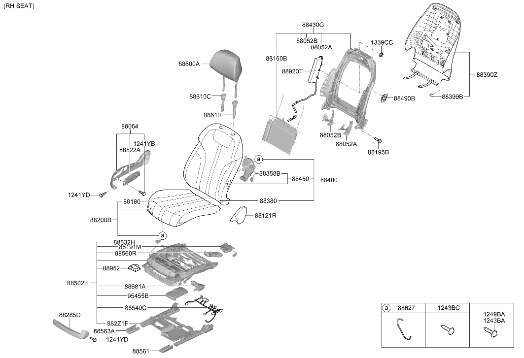88420-T1BD0 Hyundai FRAME-FR SEAT BACK,RH