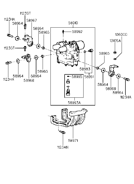 Hyundai 58967-33000 Bracket-Hydraulic Module"A" 58967-33000 Hyundai Bracket-Hydraulic Module"A"