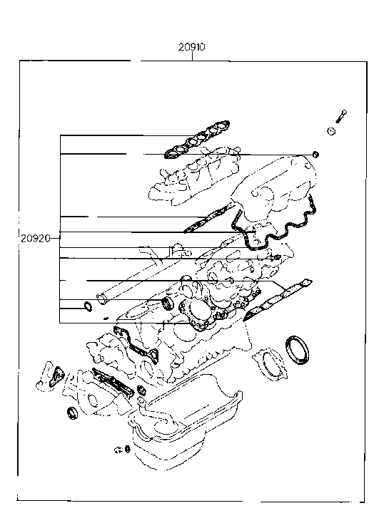 Hyundai 20920-35A00 Engine Overhaul Upper Gasket Kit 20920-35A00 Hyundai Engine Overhaul Upper Gasket Kit