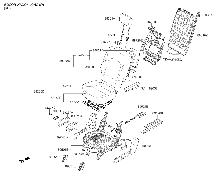 Hyundai 89400-B8150-ZZN 2nd Seat Back Assembly Right Hand 89400-B8150-ZZN Hyundai 2nd Seat Back Assembly Right Hand