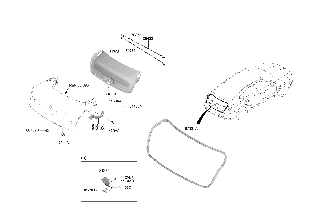 Hyundai 81010-L1000 Cover-T/LID Hinge Arm UPR,LH 81010-L1000 Hyundai Cover-T/LID Hinge Arm UPR,LH