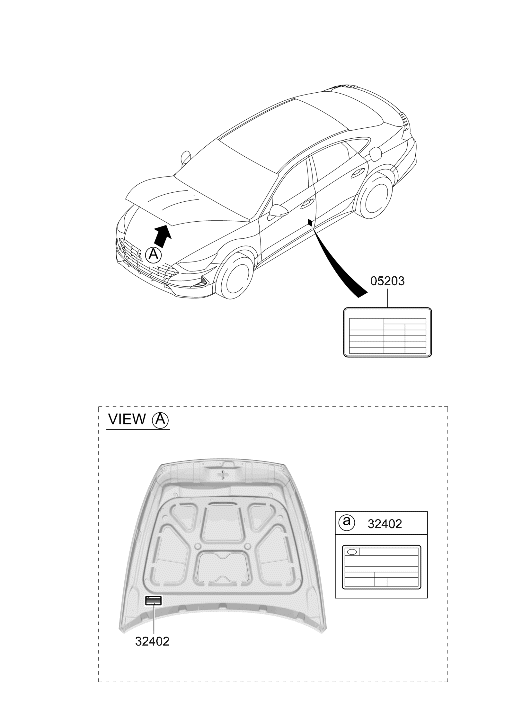 Hyundai 05203-L5500 Tire Pressure Label 05203-L5500 Hyundai Tire Pressure Label