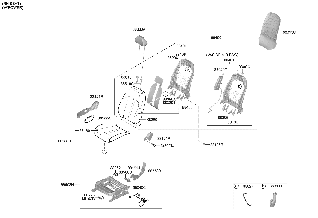 Hyundai 88651-L1330 Wiring Assembly-FR Seat,RH 88651-L1330 Hyundai Wiring Assembly-FR Seat,RH