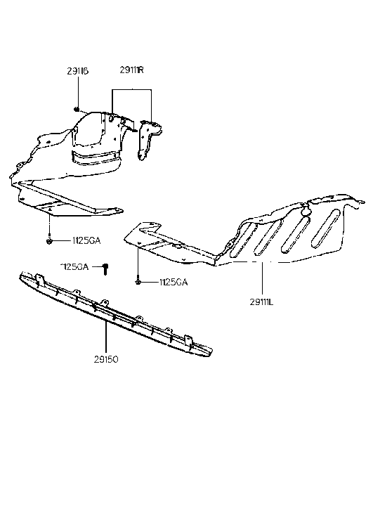 Hyundai 29110-34100 Cover Assembly-Engine Under,RH 29110-34100 Hyundai Cover Assembly-Engine Under,RH