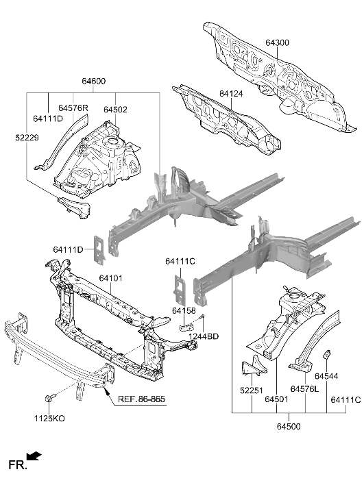 Hyundai 64423-C1000 Bracket Assembly-FEM MTG,RH 64423-C1000 Hyundai Bracket Assembly-FEM MTG,RH