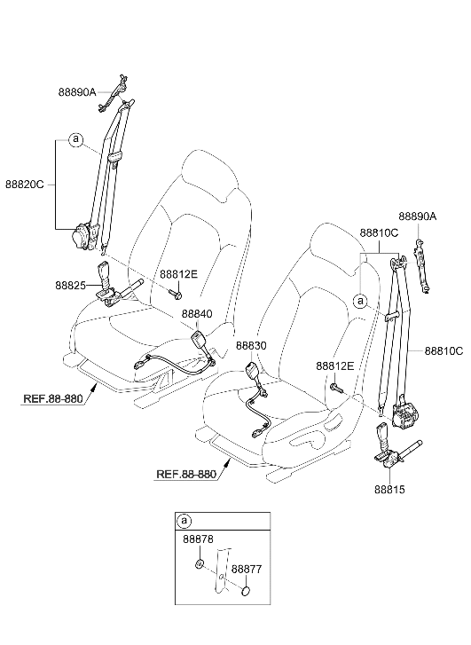 Hyundai 88830-C1560-PPB Front Seat Belt Buckle Assembly Left Hand 88830-C1560-PPB Hyundai Front Seat Belt Buckle Assembly Left Hand