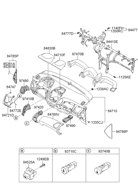 Hyundai 97410-2S100-TAP Center Air Ventilator Duct Assembly Left Hand 97410-2S100-TAP Hyundai Center Air Ventilator Duct Assembly Left Hand