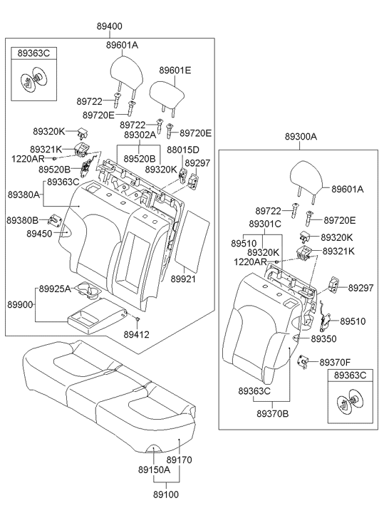 Hyundai 89310-2S061-MCH Rear Seat Back Main Frame Assembly 89310-2S061-MCH Hyundai Rear Seat Back Main Frame Assembly