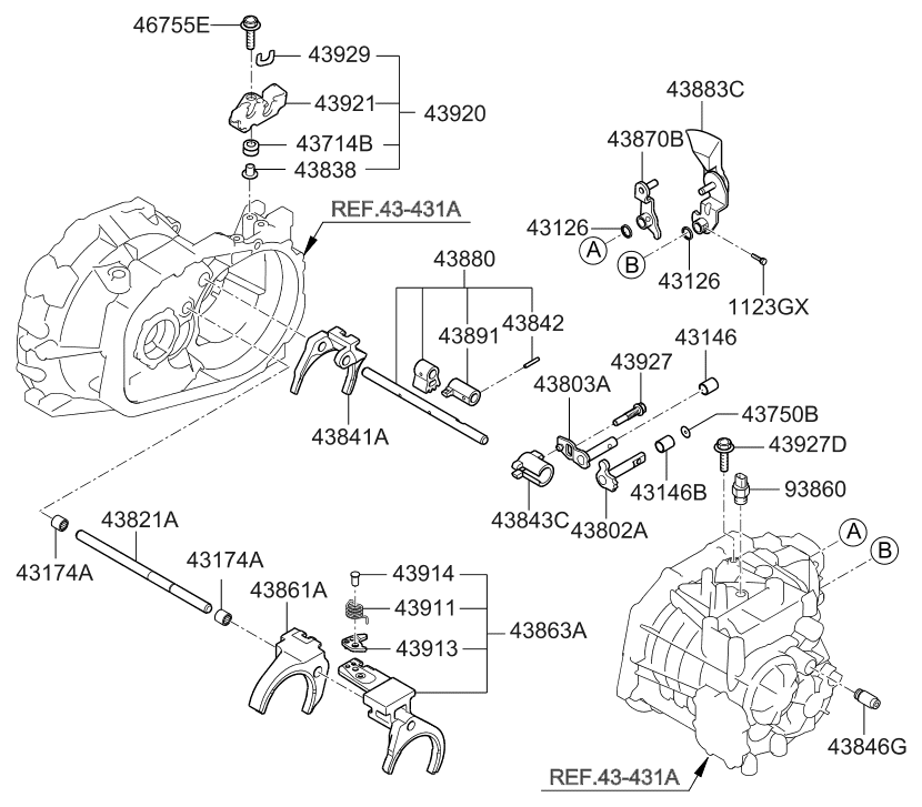 Hyundai 43920-39241 Bracket Assembly Shift Control Cable 43920-39241 Hyundai Bracket Assembly Shift Control Cable
