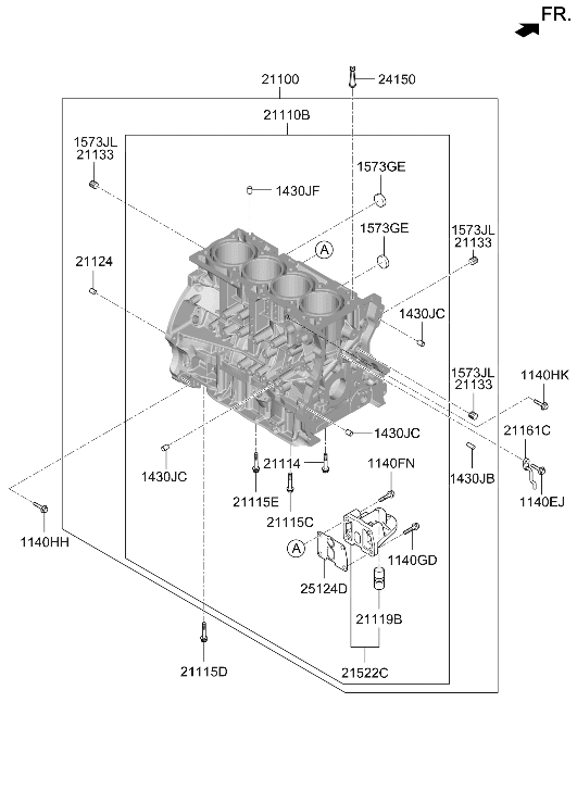 Hyundai 21100-2G263 Cylinder Block Assembly 21100-2G263 Hyundai Cylinder Block Assembly