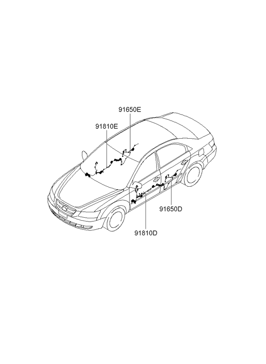 Hyundai 91600-0A022 Wiring Assembly Front Door (Driver) 91600-0A022 Hyundai Wiring Assembly Front Door (Driver)
