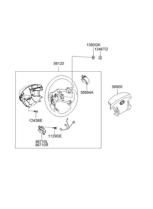 Hyundai 56110-0A500-FL BODY ASSY-STEERING WHEEL 56110-0A500-FL Hyundai BODY ASSY-STEERING WHEEL