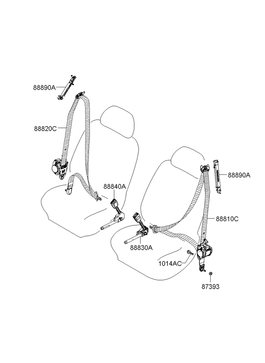 Hyundai 88840-0A001-CH Front Seat Belt Buckle Assembly Right Hand 88840-0A001-CH Hyundai Front Seat Belt Buckle Assembly Right Hand