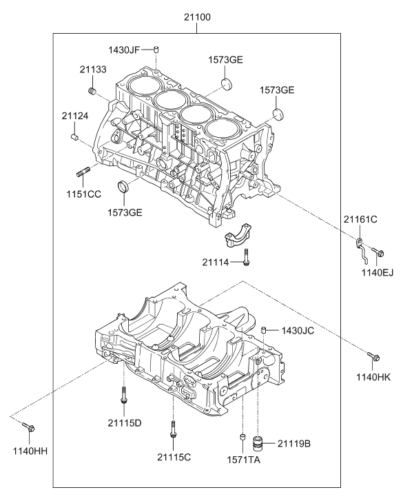 Hyundai 3Q13M-25A07-A Cylinder Block Assembly 3Q13M-25A07-A Hyundai Cylinder Block Assembly