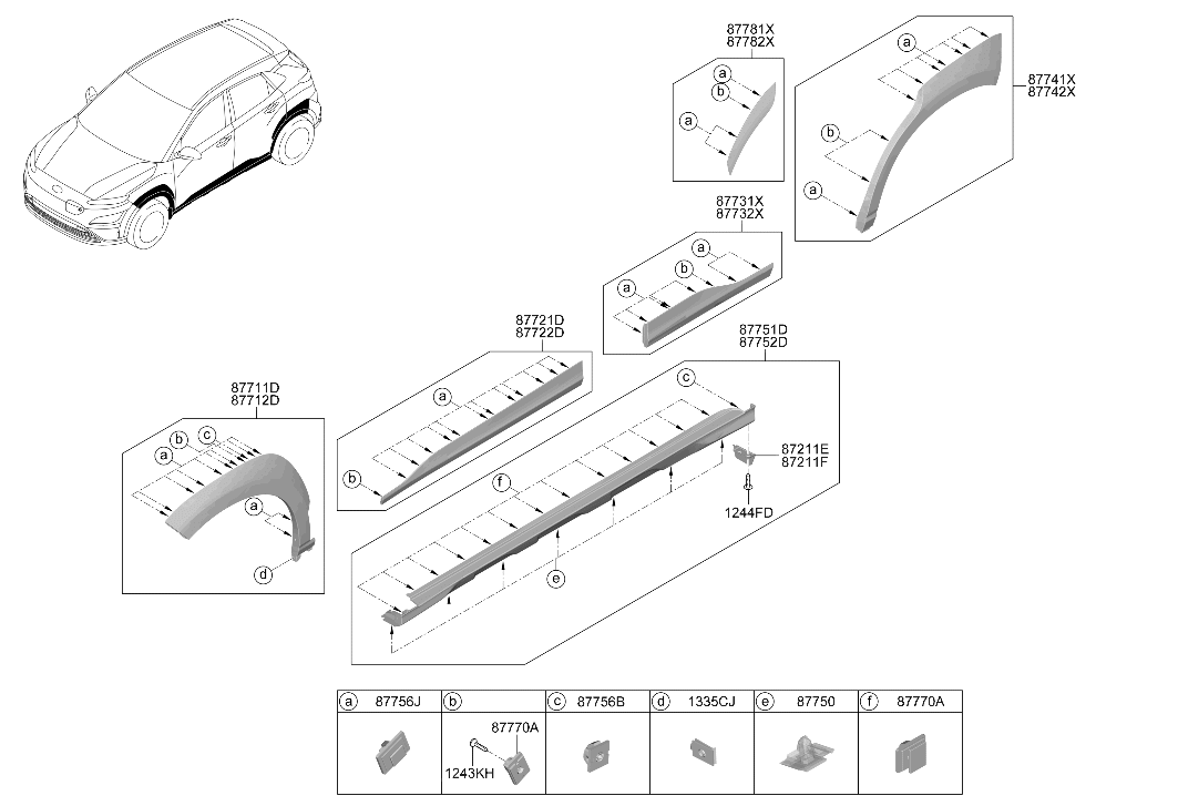 87781-J9500-A2B Hyundai GARNISH ASSY-RR DR NO.2 LH