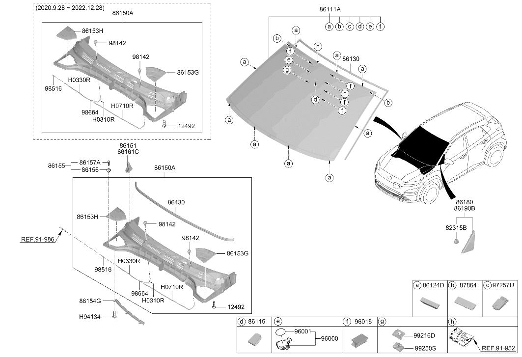 86110-K4860 Hyundai Windshield Glass