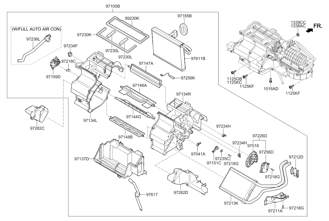 Hyundai 97205-2MFB0 Heater & Evaporator Assembly 97205-2MFB0 Hyundai Heater & Evaporator Assembly