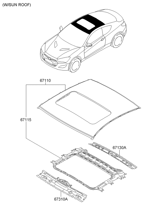 Hyundai 67110-2M050 Panel Assembly-Roof 67110-2M050 Hyundai Panel Assembly-Roof