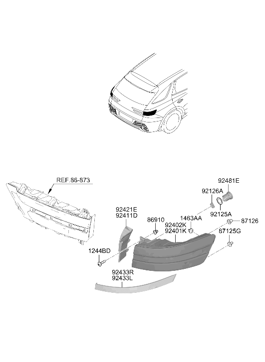 Hyundai 92435-IY000-FT7 Rear Combination Lamp Garnish Left Hand 92435-IY000-FT7 Hyundai Rear Combination Lamp Garnish Left Hand