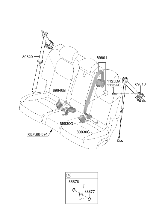 Hyundai 89830-AR100-URB Buckle Assembly Rear Seat Belt Left Hand 89830-AR100-URB Hyundai Buckle Assembly Rear Seat Belt Left Hand