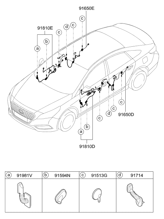 Hyundai 91600-E6010 Wiring Assembly Front Door (Driver) 91600-E6010 Hyundai Wiring Assembly Front Door (Driver)
