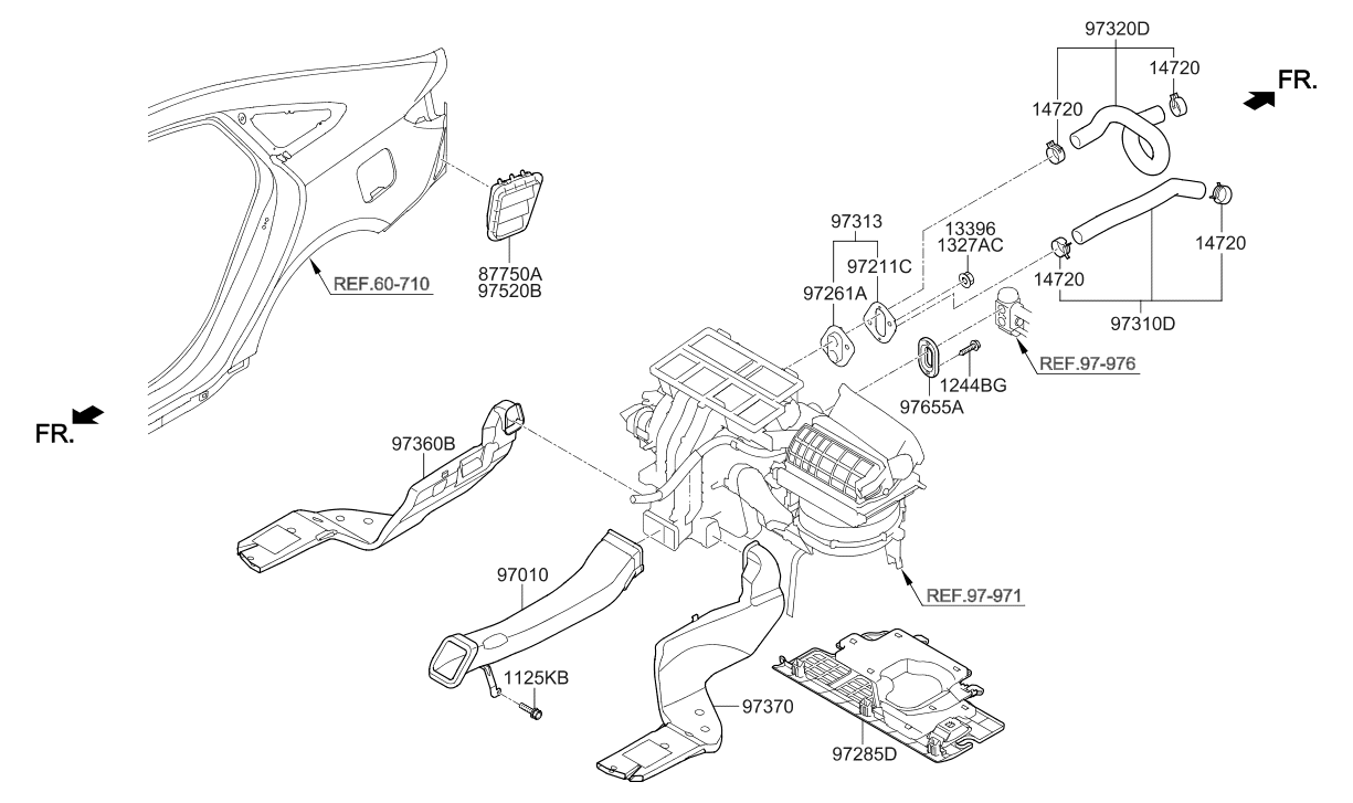 Hyundai 97370-C1000 Rear Heating Duct Right Hand 97370-C1000 Hyundai Rear Heating Duct Right Hand
