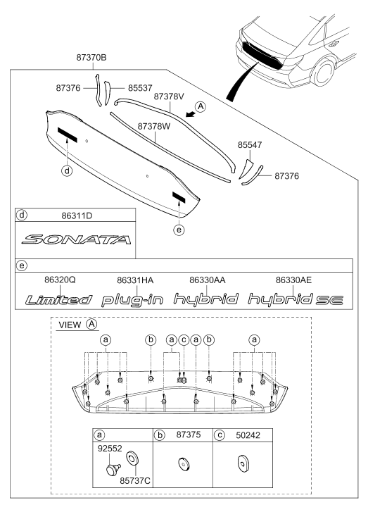 87370-E6100 Hyundai Back Panel Moulding Assembly