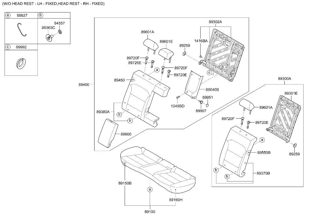 89450-F2500 Hyundai Rear Seat Back Pad Assembly Right Hand