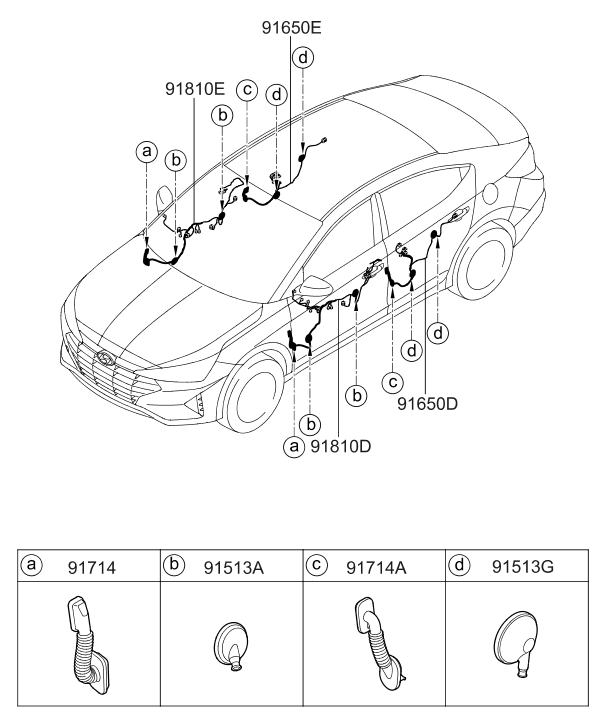 91623-F2610 Hyundai Wiring Assembly Front Driver