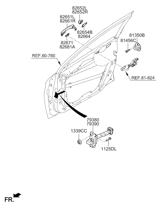 82662-F2041 Hyundai Cover-FR Dr O/S HDL RH
