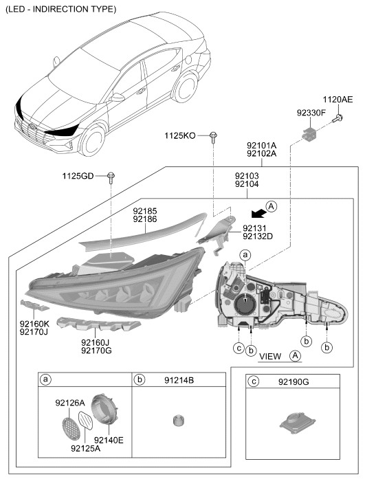 92104-F2840 Hyundai SUB ASSY-HEAD LAMP,RH