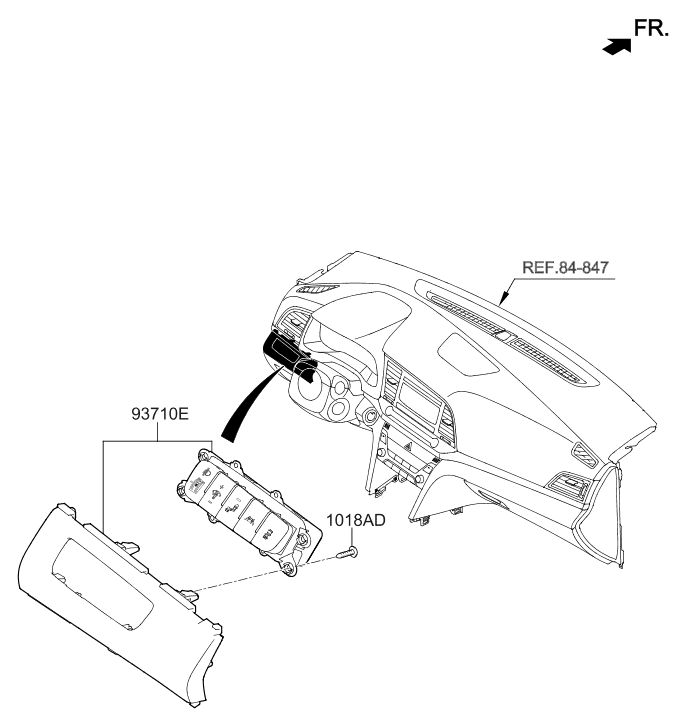 Hyundai 93710-F2230-PKG Side Crash Pad Switch Assembly 93710-F2230-PKG Hyundai Side Crash Pad Switch Assembly