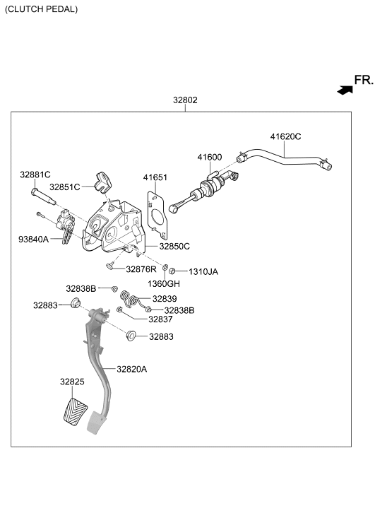 32802-F2LD0 Hyundai Clutch Pedal Assembly