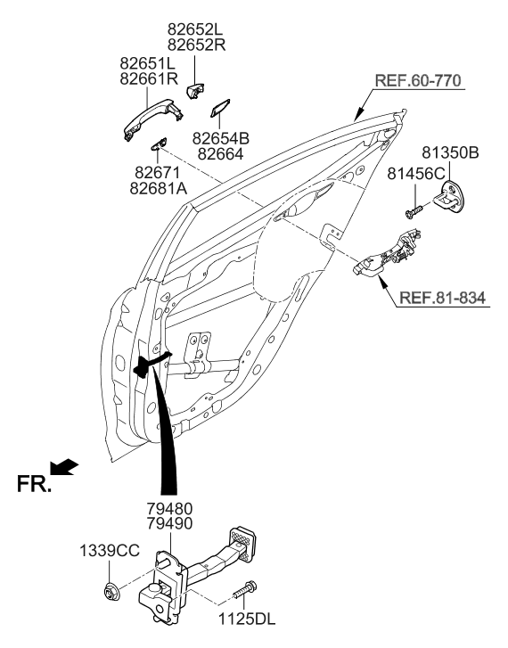 82652-F2041 Hyundai Cover-FR Dr O/S HDL LH