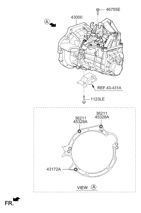 Hyundai 43000-32AB5 Manual Transmission Assembly 43000-32AB5 Hyundai Manual Transmission Assembly