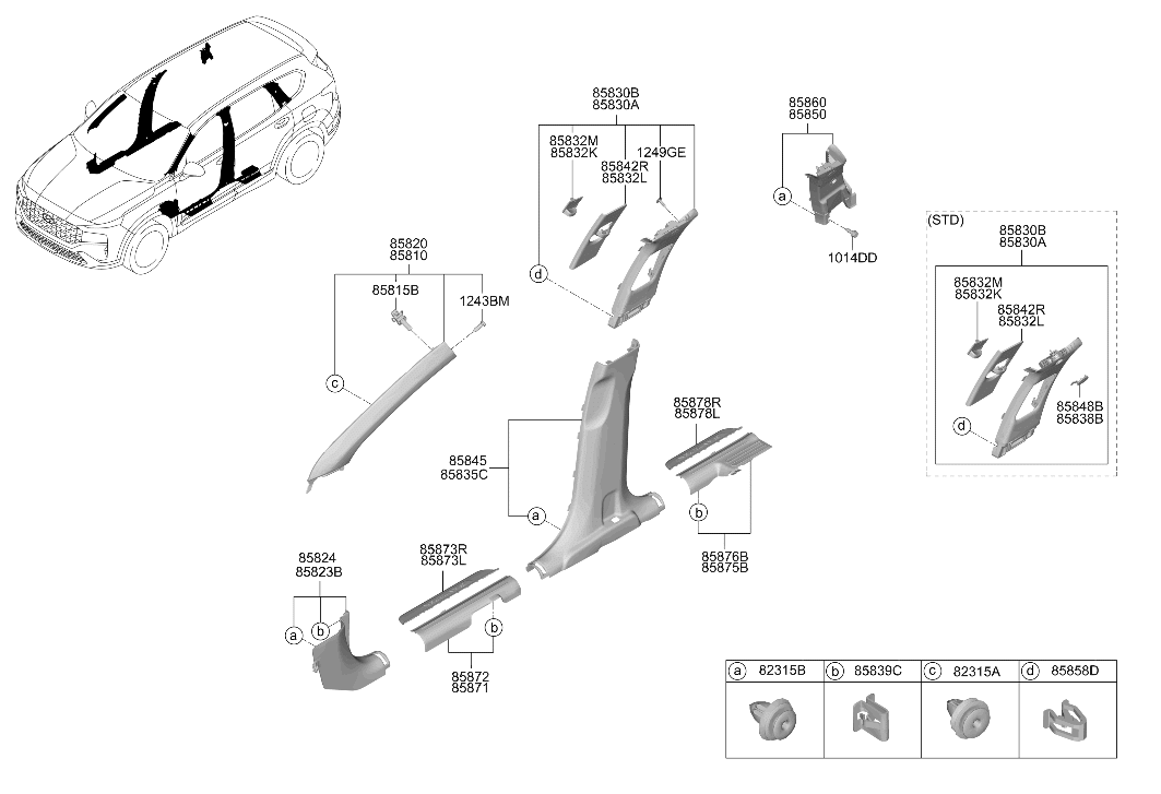 Hyundai 85838-S2000-UUE Cover-Ctr Pillar UPR S.R.S,LH 85838-S2000-UUE Hyundai Cover-Ctr Pillar UPR S.R.S,LH