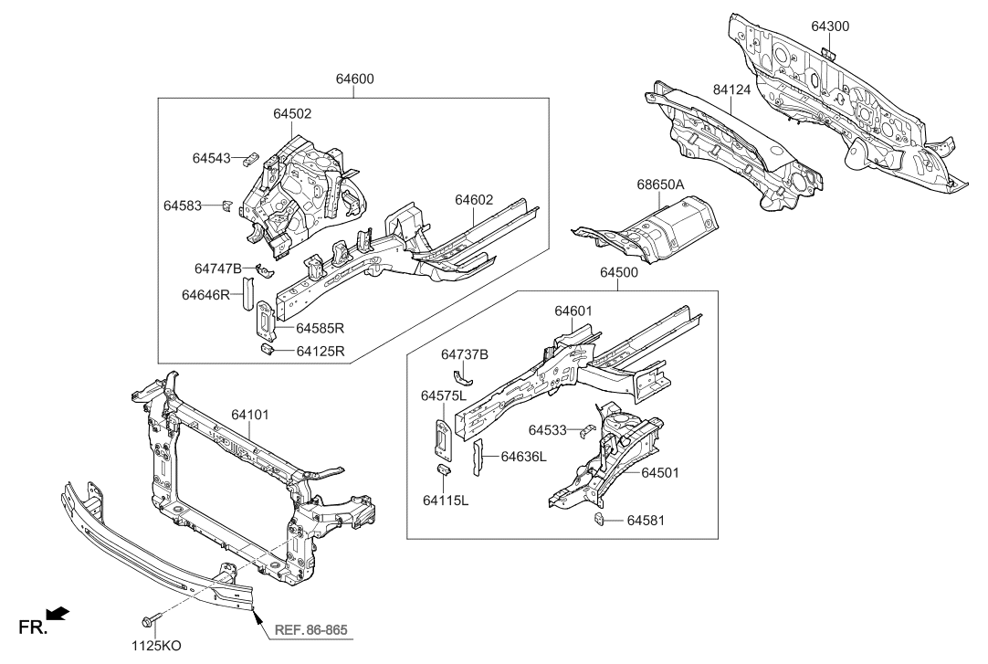 64601-2W000 Hyundai Front Side Member Assembly Left Hand