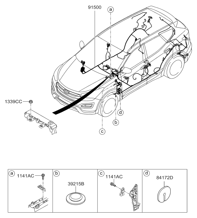 91500-4Z091 Hyundai Wiring Assembly Floor