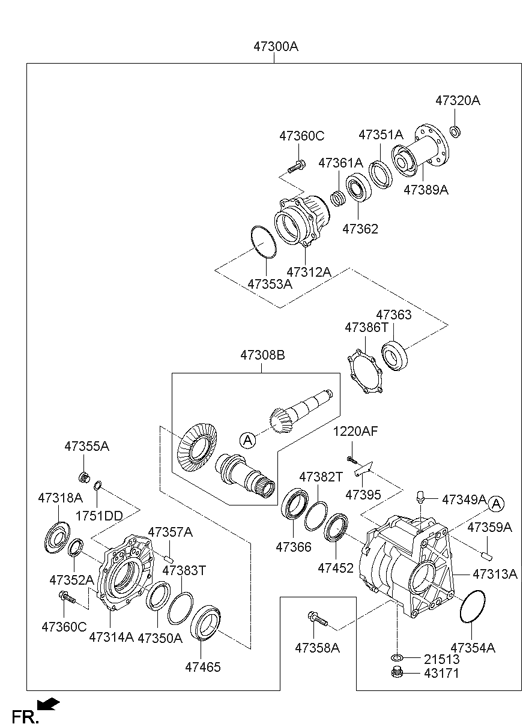 47339-3B600 Hyundai Shaft Set-Hypoid Gear