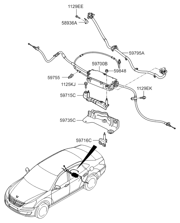 Hyundai 59700-3M500 Parking Brake Assembly-Electronic 59700-3M500 Hyundai Parking Brake Assembly-Electronic