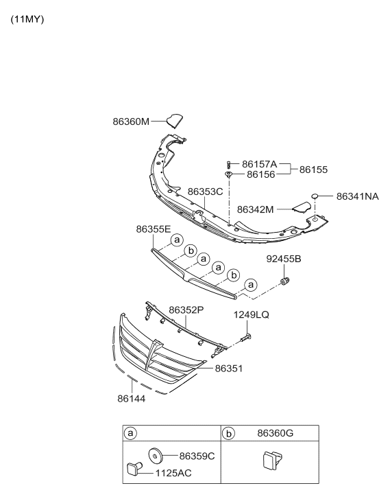 Hyundai 86347-3M500 Cap-Radiator Grille,Upper 86347-3M500 Hyundai Cap-Radiator Grille,Upper