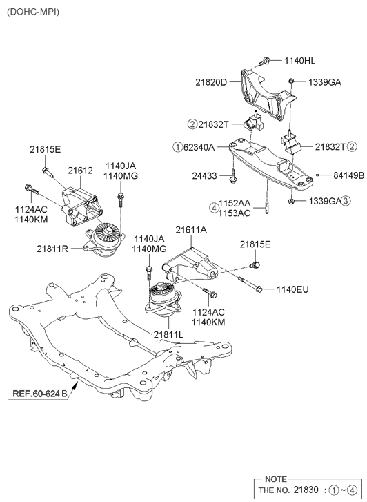 Hyundai 21830-3M350 Transaxle Mounting Bracket Assembly 21830-3M350 Hyundai Transaxle Mounting Bracket Assembly