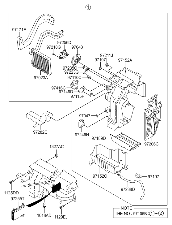 Hyundai 97100-3QDB0 Heater & Evaporator Assembly 97100-3QDB0 Hyundai Heater & Evaporator Assembly